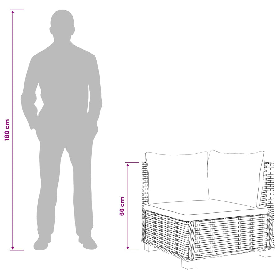 2 st Rieten Loungeset met Kussens GENDT Natuurlijk rattan