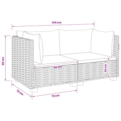 2 st Rieten Loungeset met Kussens GENDT Natuurlijk rattan