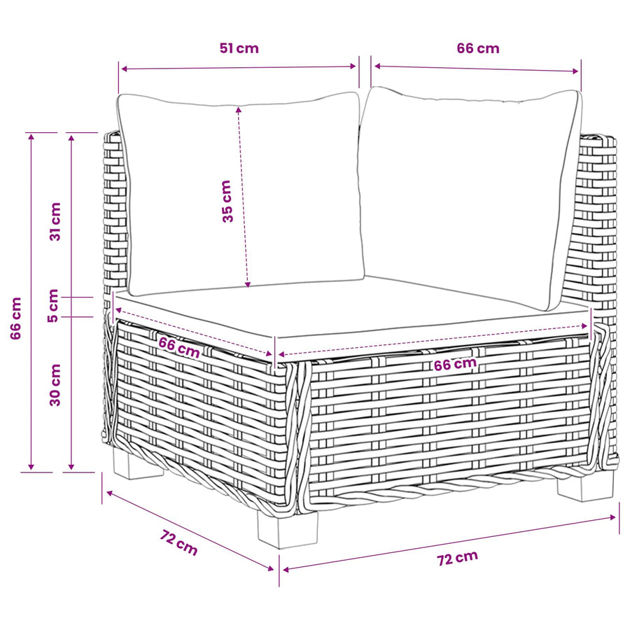 2 st Rieten Loungeset met Kussens GENDT Natuurlijk rattan