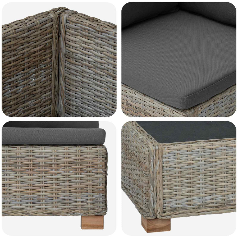 2 st Rieten Loungeset met Kussens GENDT Natuurlijk rattan