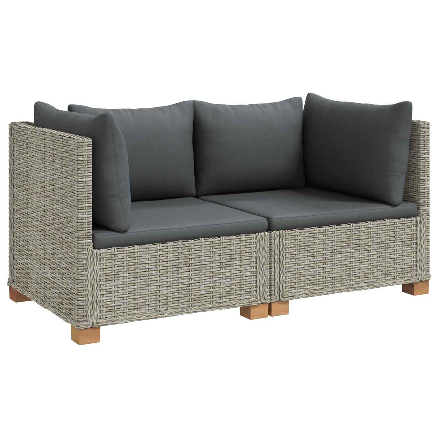 2 st Rieten Loungeset met Kussens GENDT Natuurlijk rattan