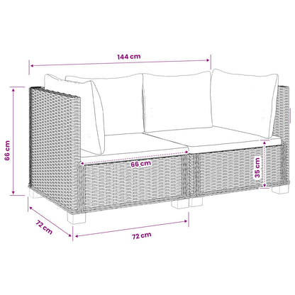 2 st Rieten Loungeset met Kussens GENDT Natuurlijk rattan