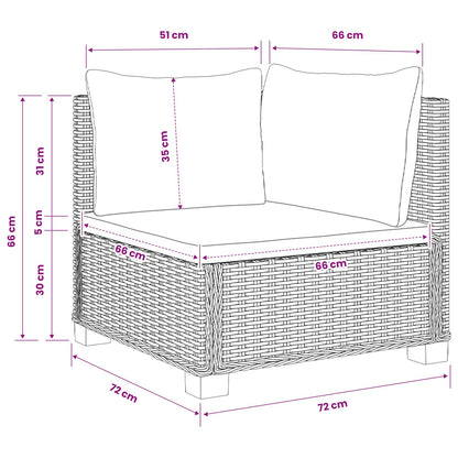 2 st Rieten Loungeset met Kussens GENDT Natuurlijk rattan