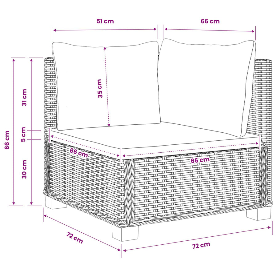 2 st Rieten Loungeset met Kussens GENDT Natuurlijk rattan