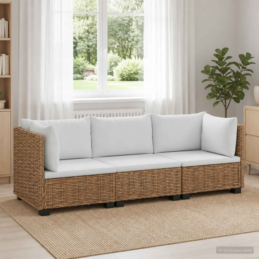 3 st Rieten Loungeset met Kussens GENDT Natuurlijk rattan