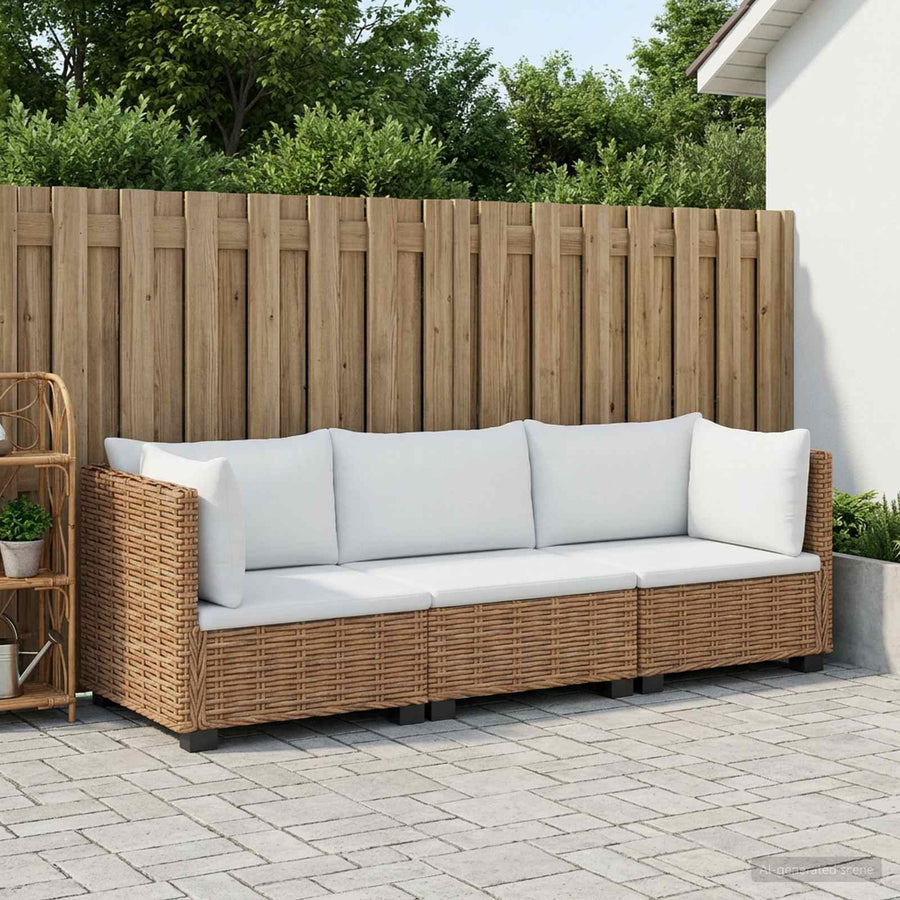 3 st Rieten Loungeset met Kussens GENDT Natuurlijk rattan