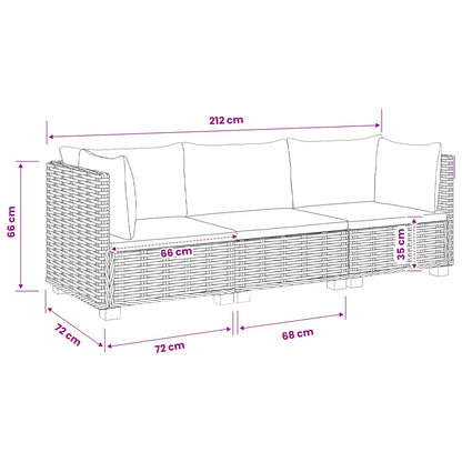 3 st Rieten Loungeset met Kussens GENDT Natuurlijk rattan