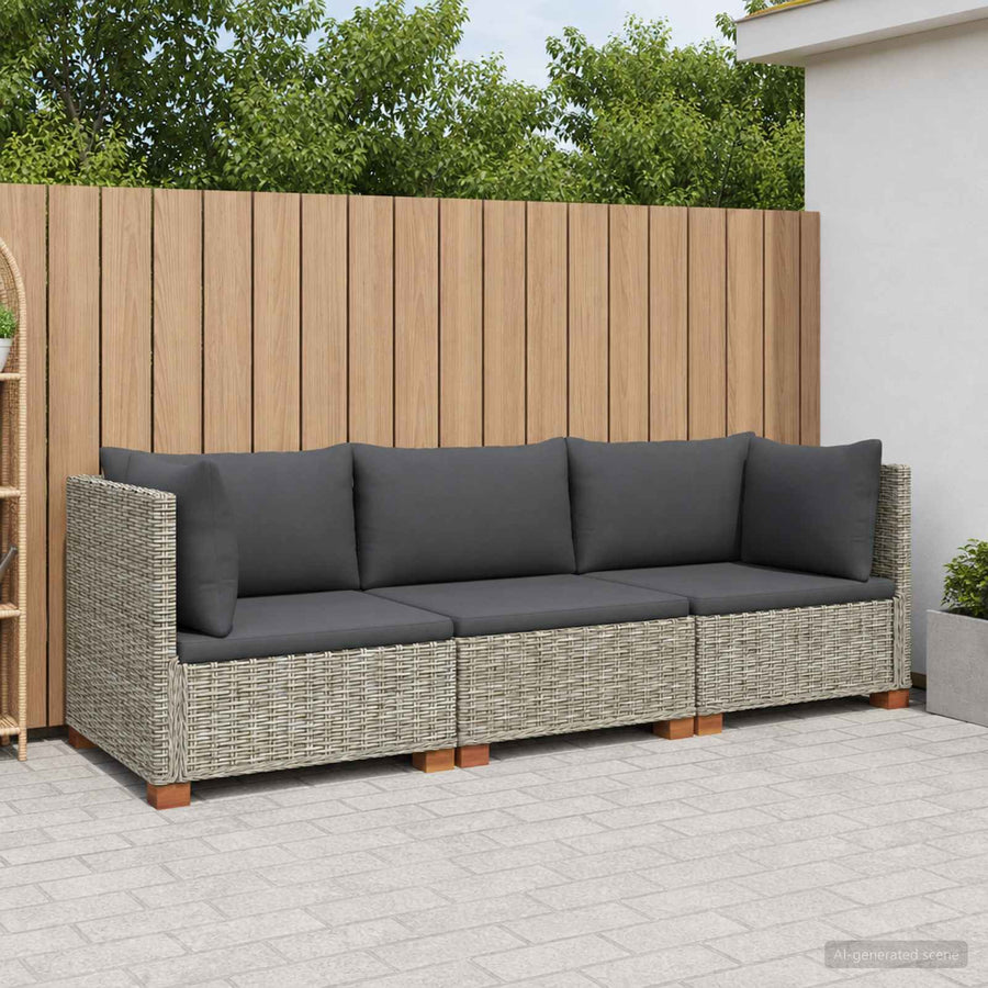 3 st Rieten Loungeset met Kussens GENDT Natuurlijk rattan