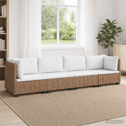 4 st Rieten Loungeset met Kussens GENDT Natuurlijk rattan