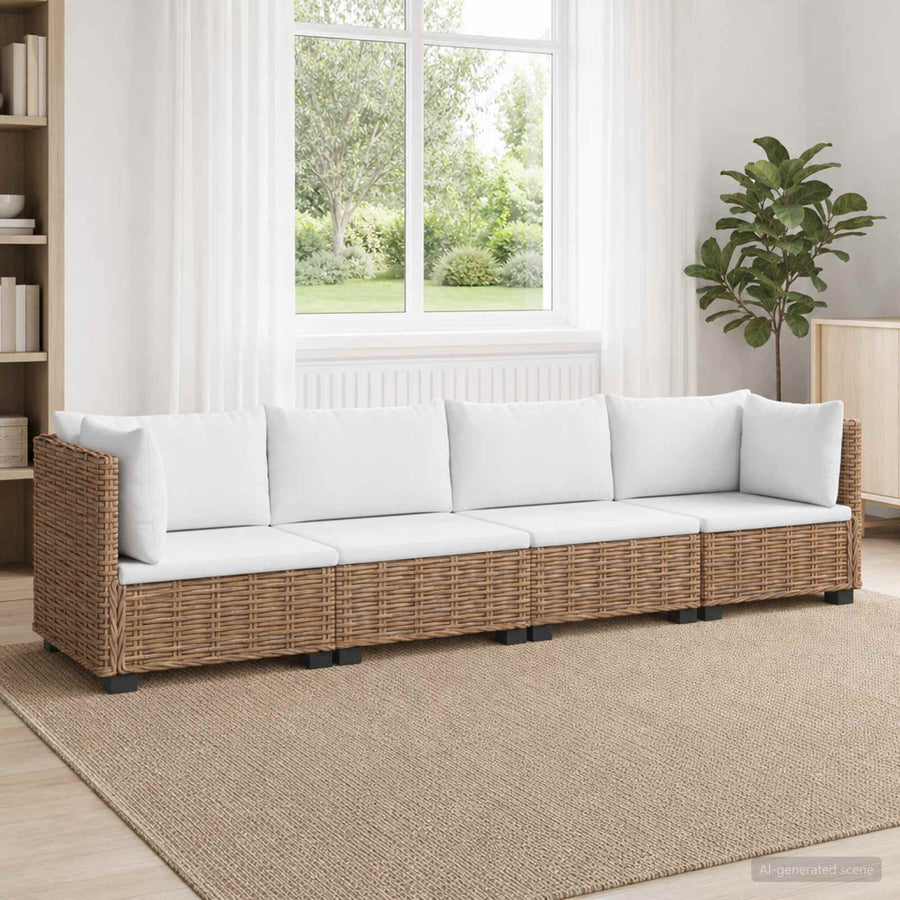 4 st Rieten Loungeset met Kussens GENDT Natuurlijk rattan