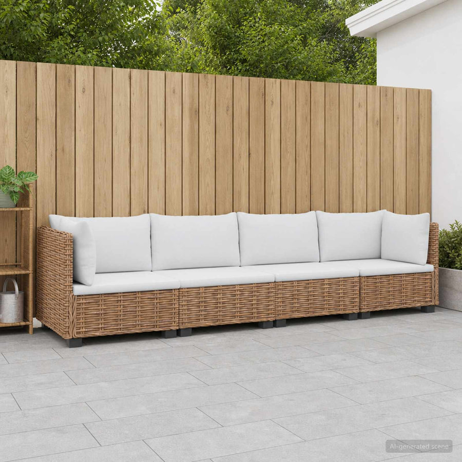 4 st Rieten Loungeset met Kussens GENDT Natuurlijk rattan