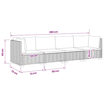 4 st Rieten Loungeset met Kussens GENDT Natuurlijk rattan