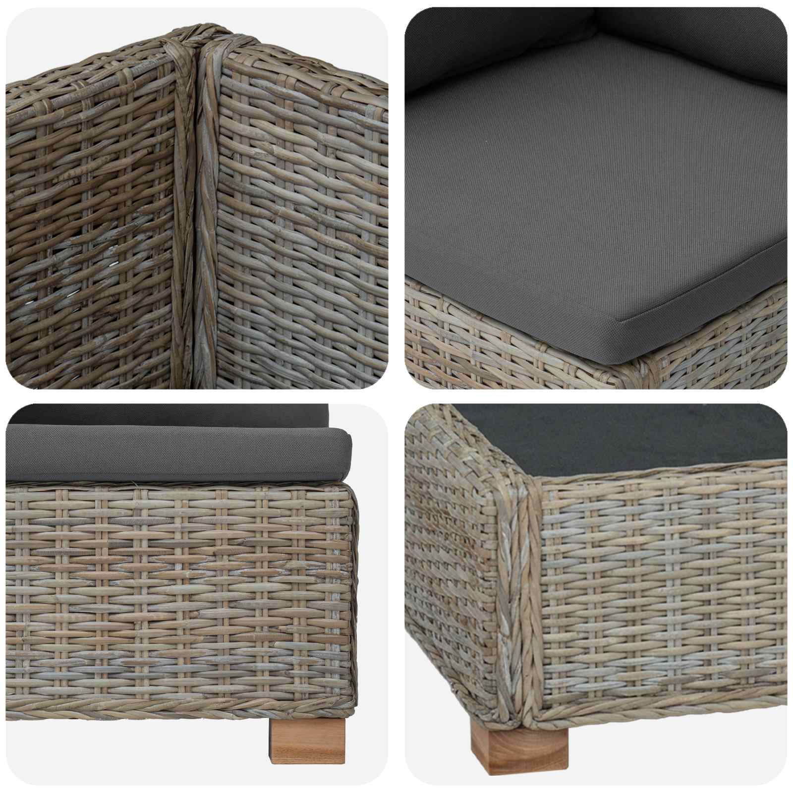4 st Rieten Loungeset met Kussens GENDT Natuurlijk rattan