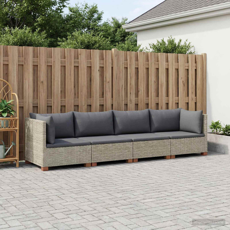 4 st Rieten Loungeset met Kussens GENDT Natuurlijk rattan