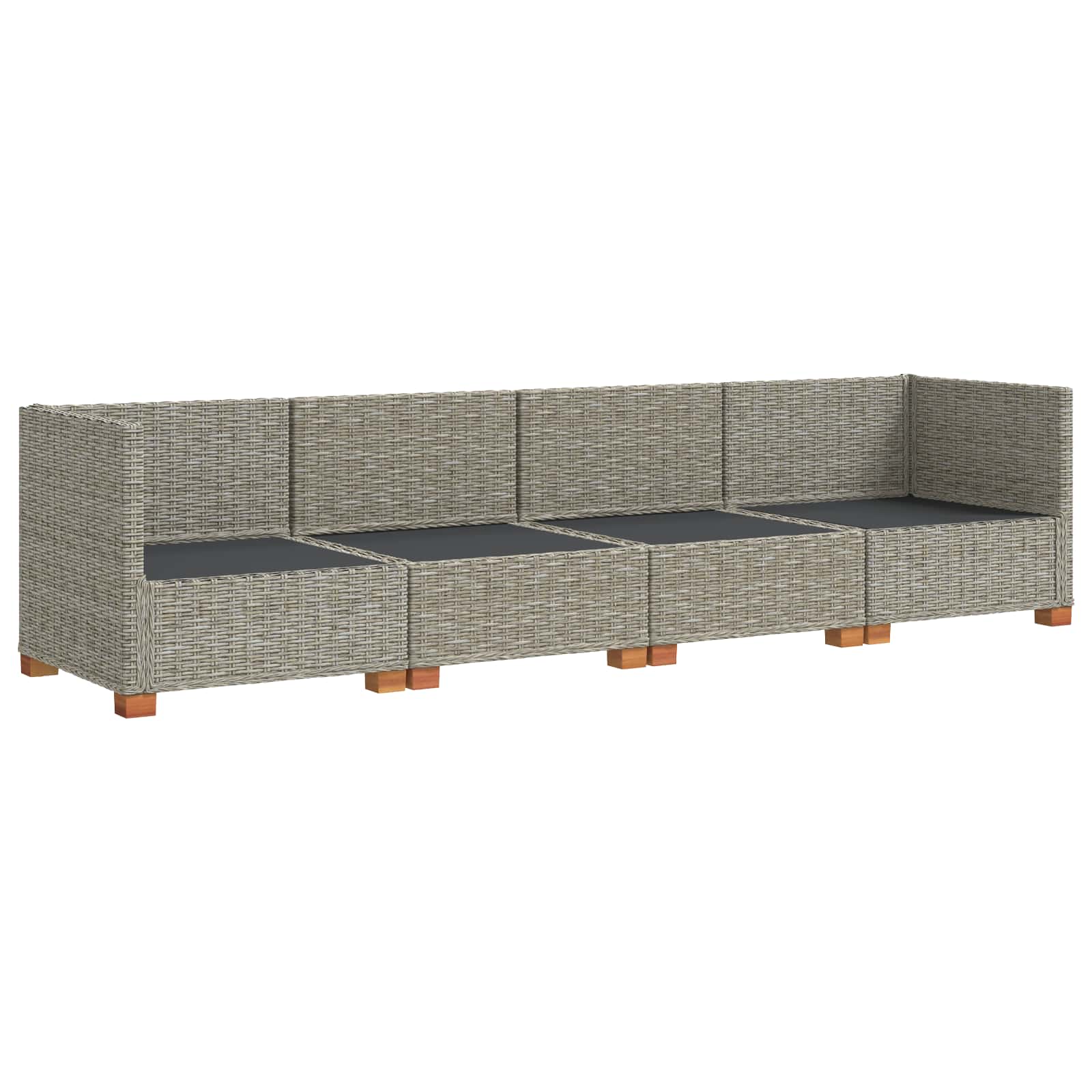 4 st Rieten Loungeset met Kussens GENDT Natuurlijk rattan