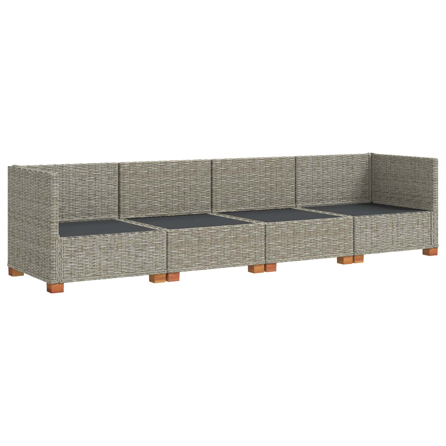 4 st Rieten Loungeset met Kussens GENDT Natuurlijk rattan