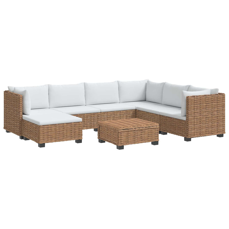 8 st Rieten Loungeset met Kussens GENDT Natuurlijk rattan