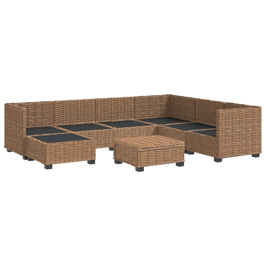 8 st Rieten Loungeset met Kussens GENDT Natuurlijk rattan