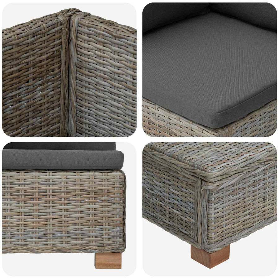 8 st Rieten Loungeset met Kussens GENDT Natuurlijk rattan