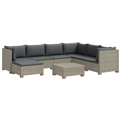 8 st Rieten Loungeset met Kussens GENDT Natuurlijk rattan