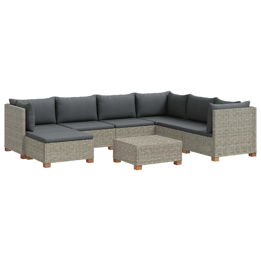 8 st Rieten Loungeset met Kussens GENDT Natuurlijk rattan