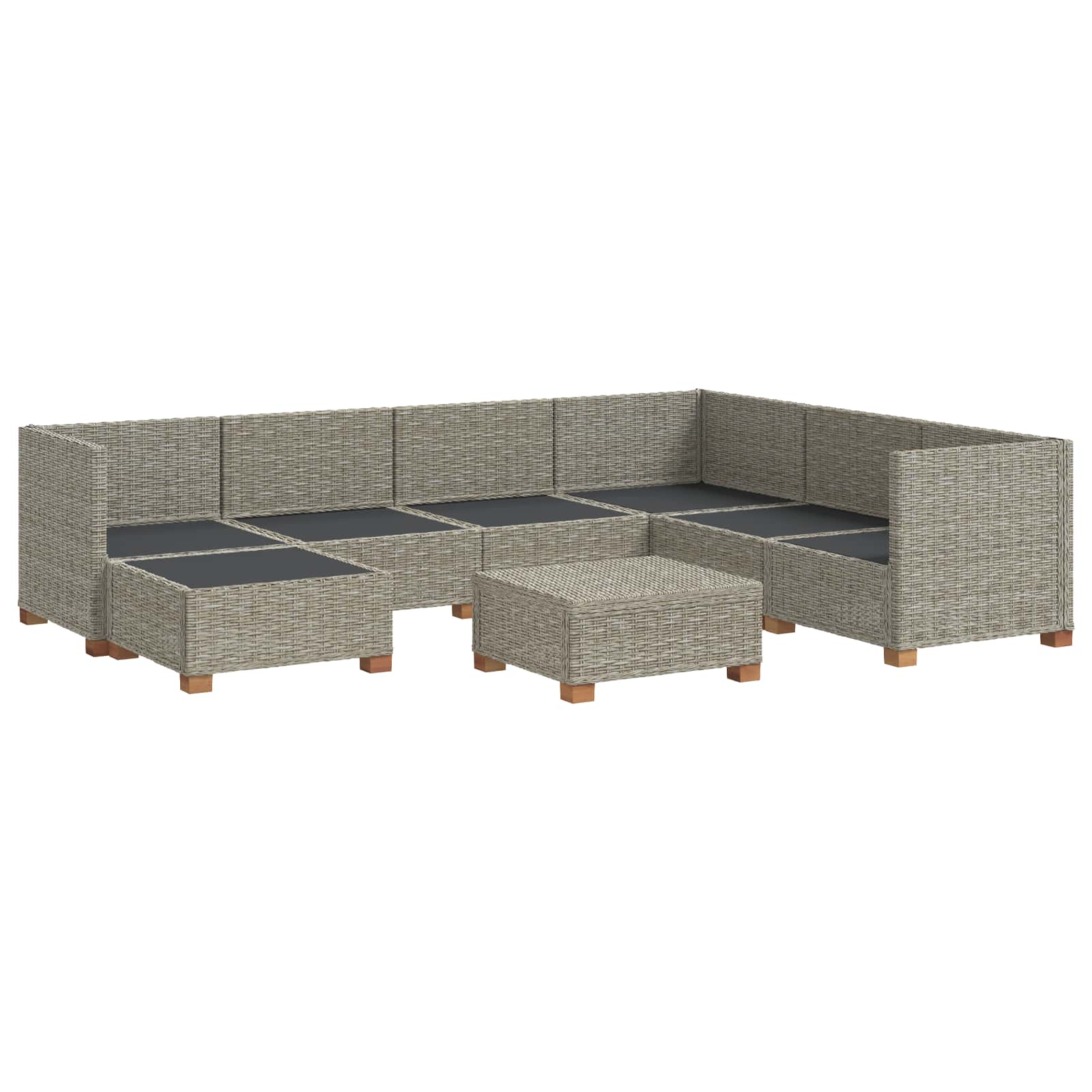 8 st Rieten Loungeset met Kussens GENDT Natuurlijk rattan