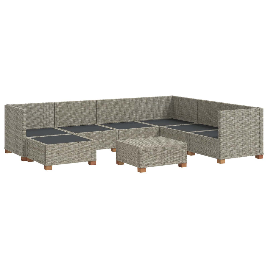 8 st Rieten Loungeset met Kussens GENDT Natuurlijk rattan