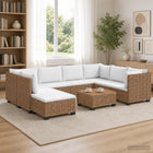 Loungeset 9-delig natuurlijk rattan met kussens
