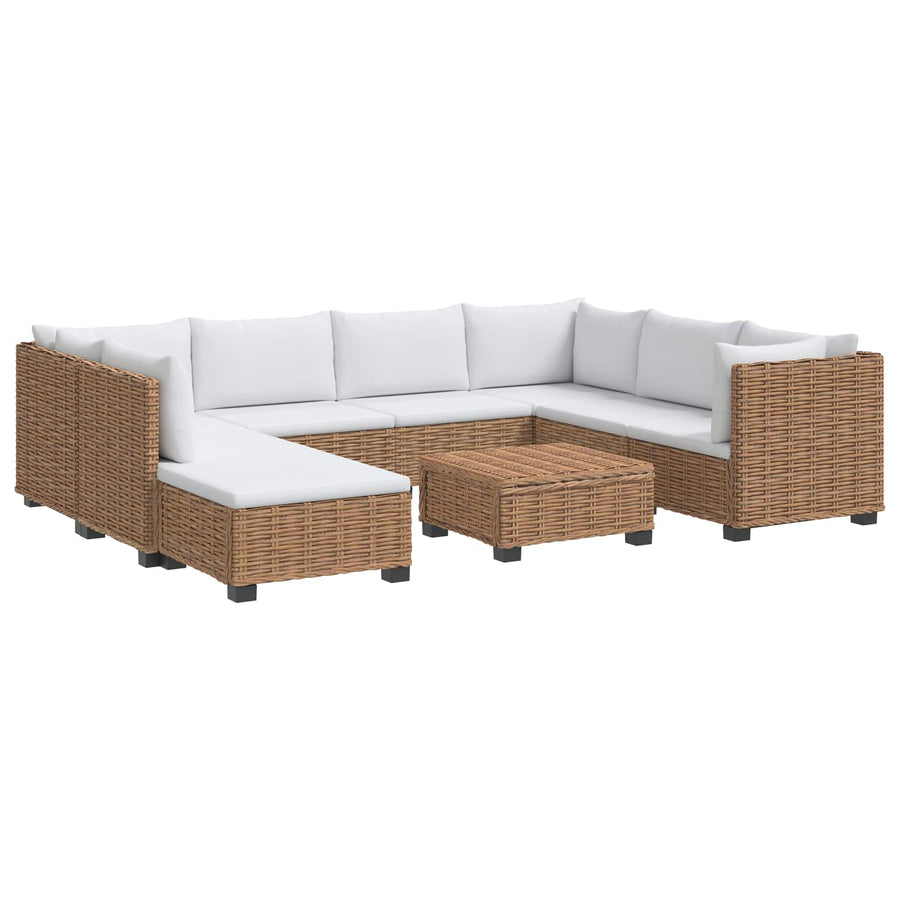 9 st Rieten Loungeset met Kussens GENDT Natuurlijk rattan
