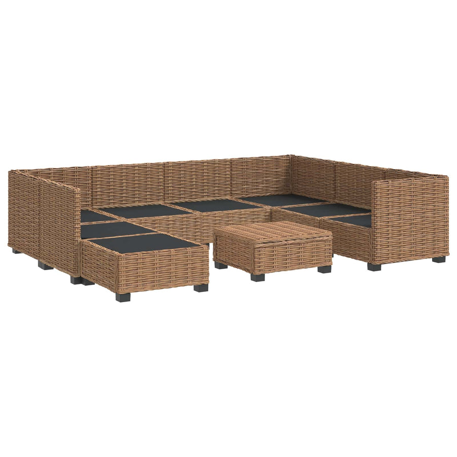 9 st Rieten Loungeset met Kussens GENDT Natuurlijk rattan