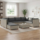 Loungeset 9-delig rotan donkergrijs mahoniehout