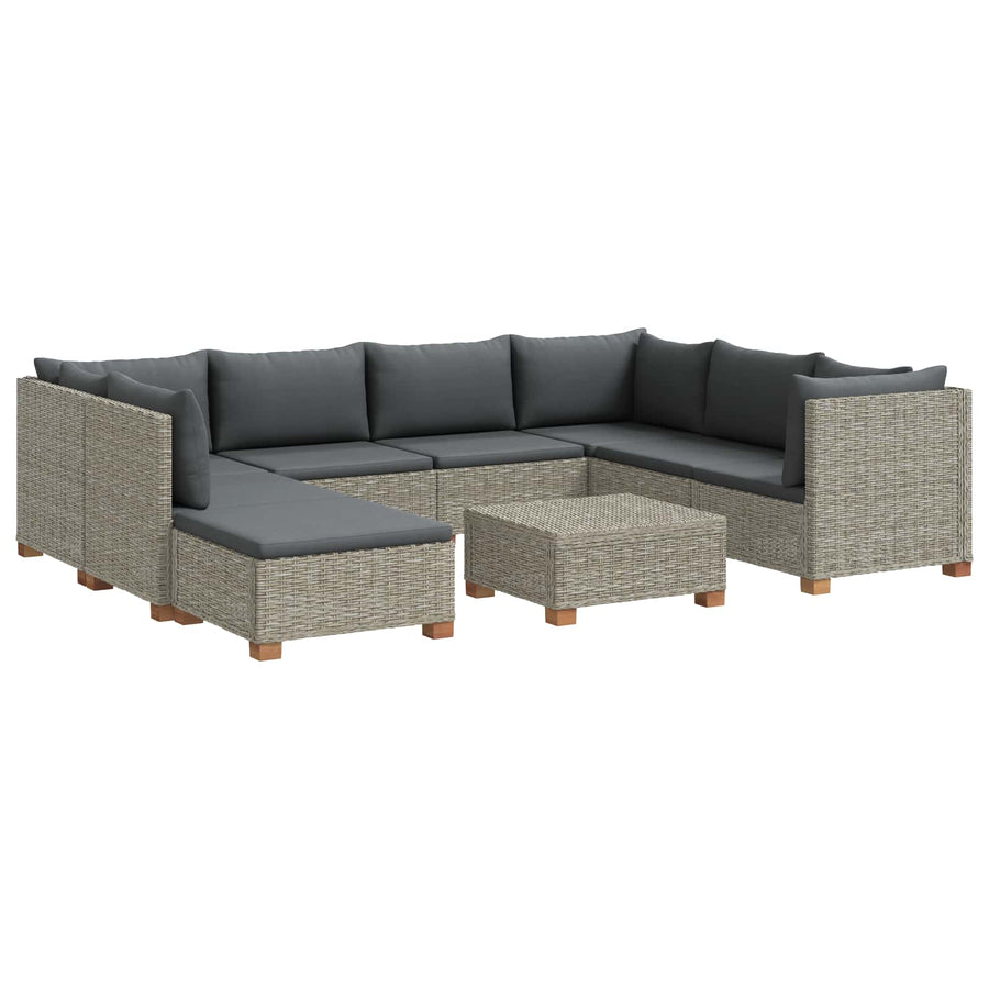 9 st Rieten Loungeset met Kussens GENDT Natuurlijk rattan