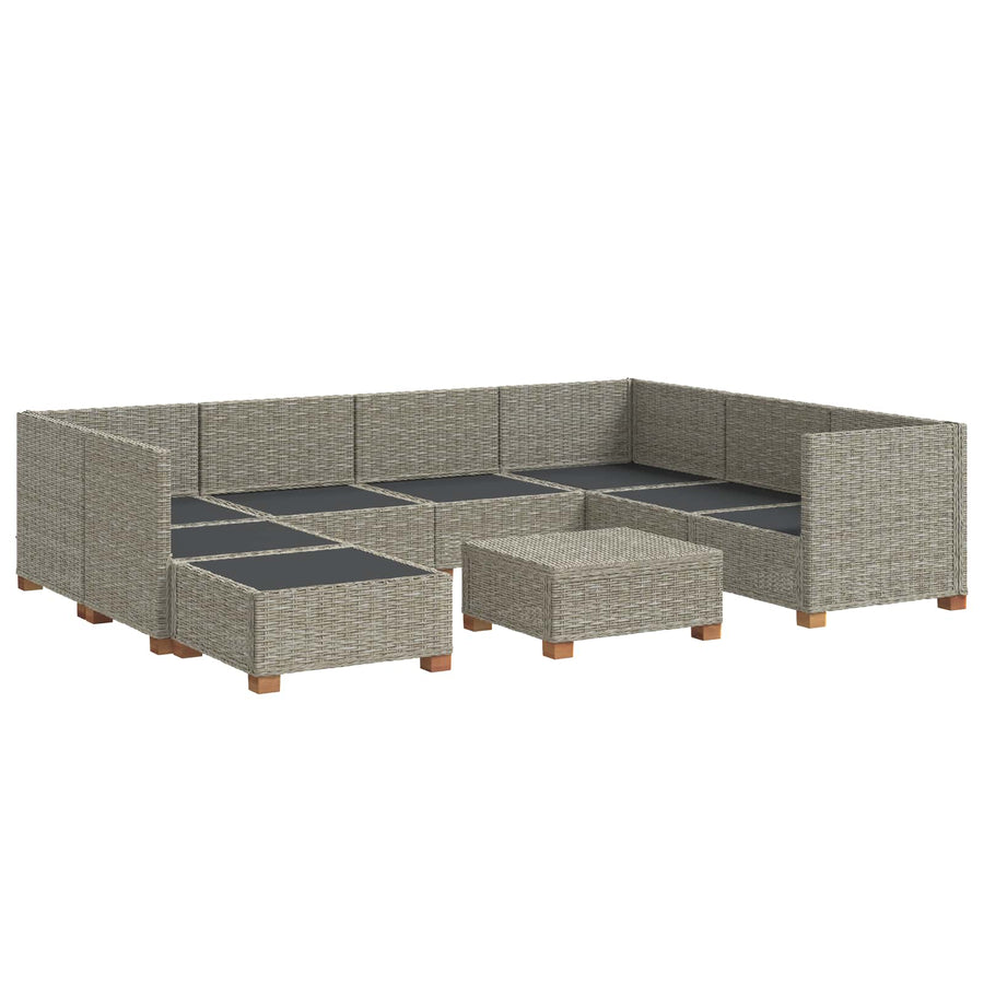 9 st Rieten Loungeset met Kussens GENDT Natuurlijk rattan