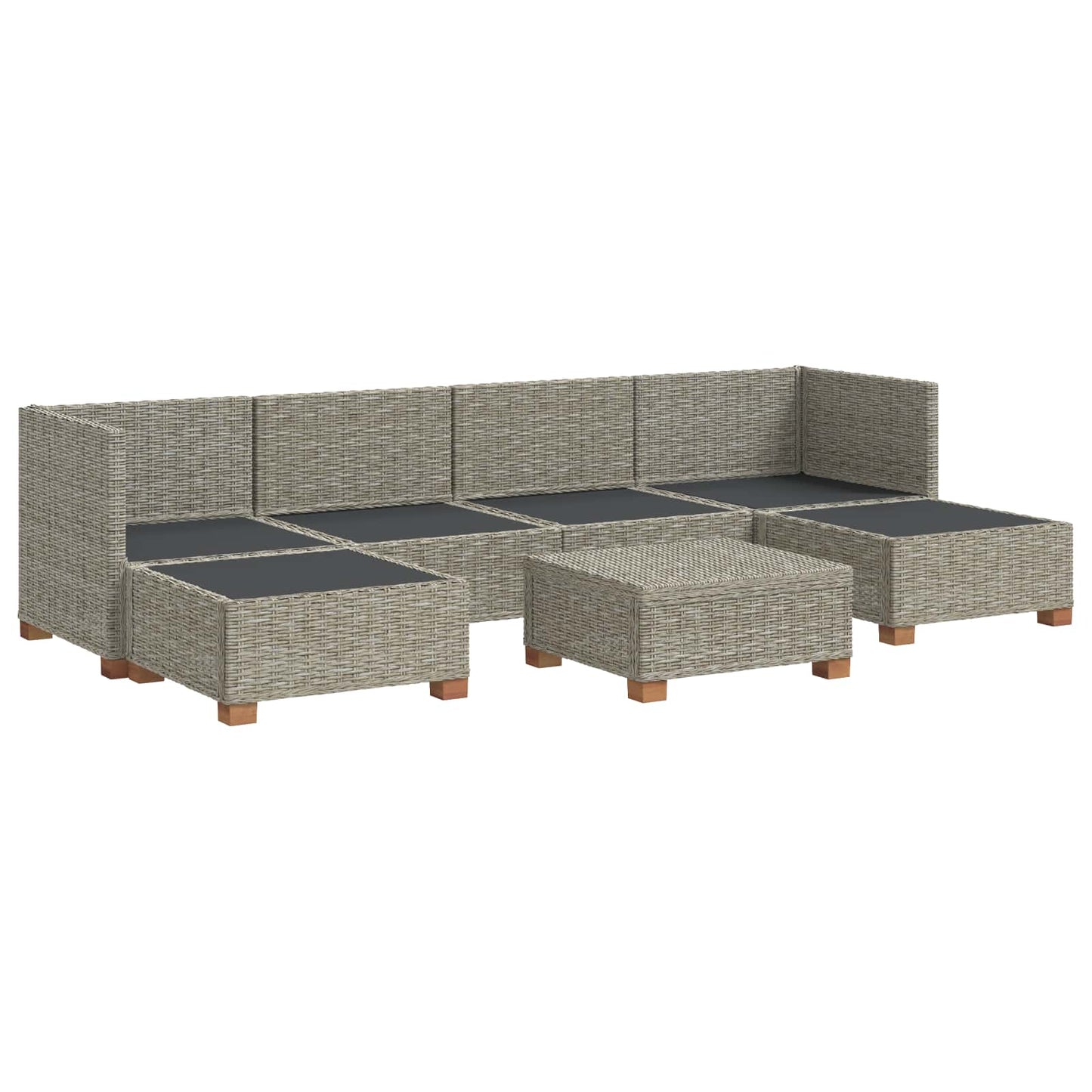 7 st Rieten Loungeset met Kussens GENDT Natuurlijk rattan