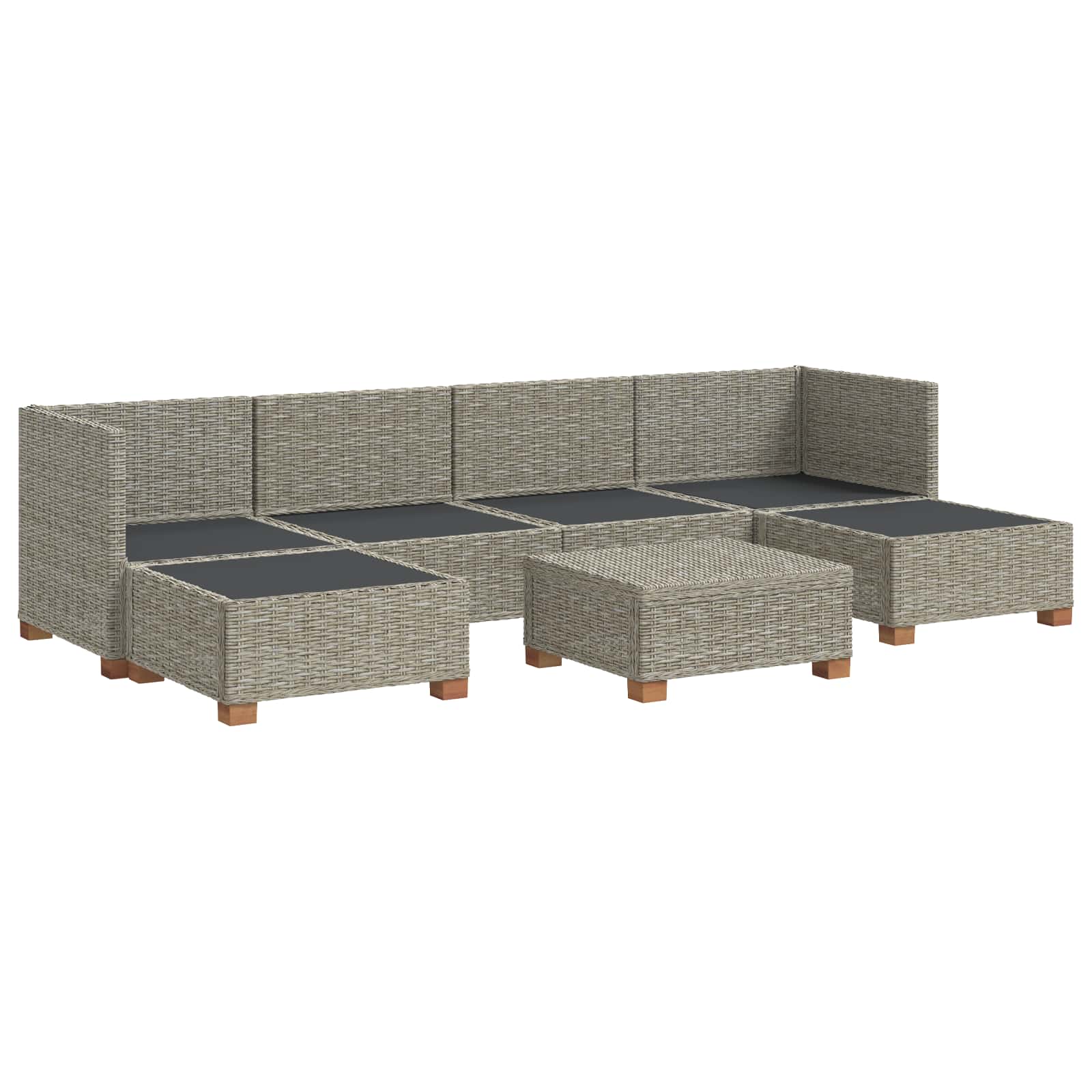 7 st Rieten Loungeset met Kussens GENDT Natuurlijk rattan