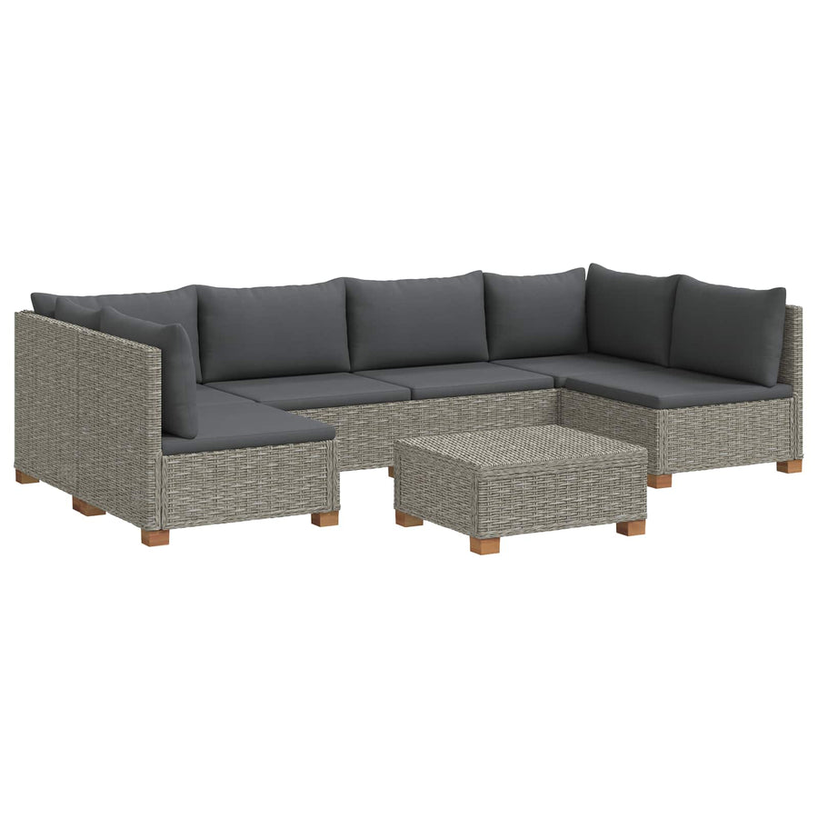 7 st Rieten Loungeset met Kussens GENDT Natuurlijk rattan