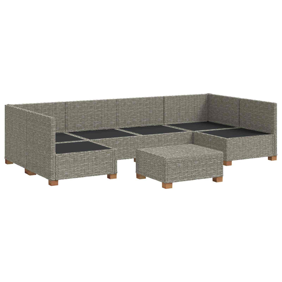 7 st Rieten Loungeset met Kussens GENDT Natuurlijk rattan
