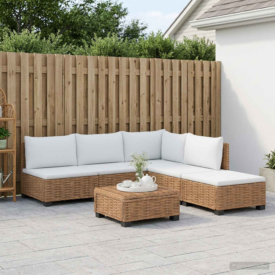 6 st Rieten Loungeset met Kussens GENDT Natuurlijk rattan