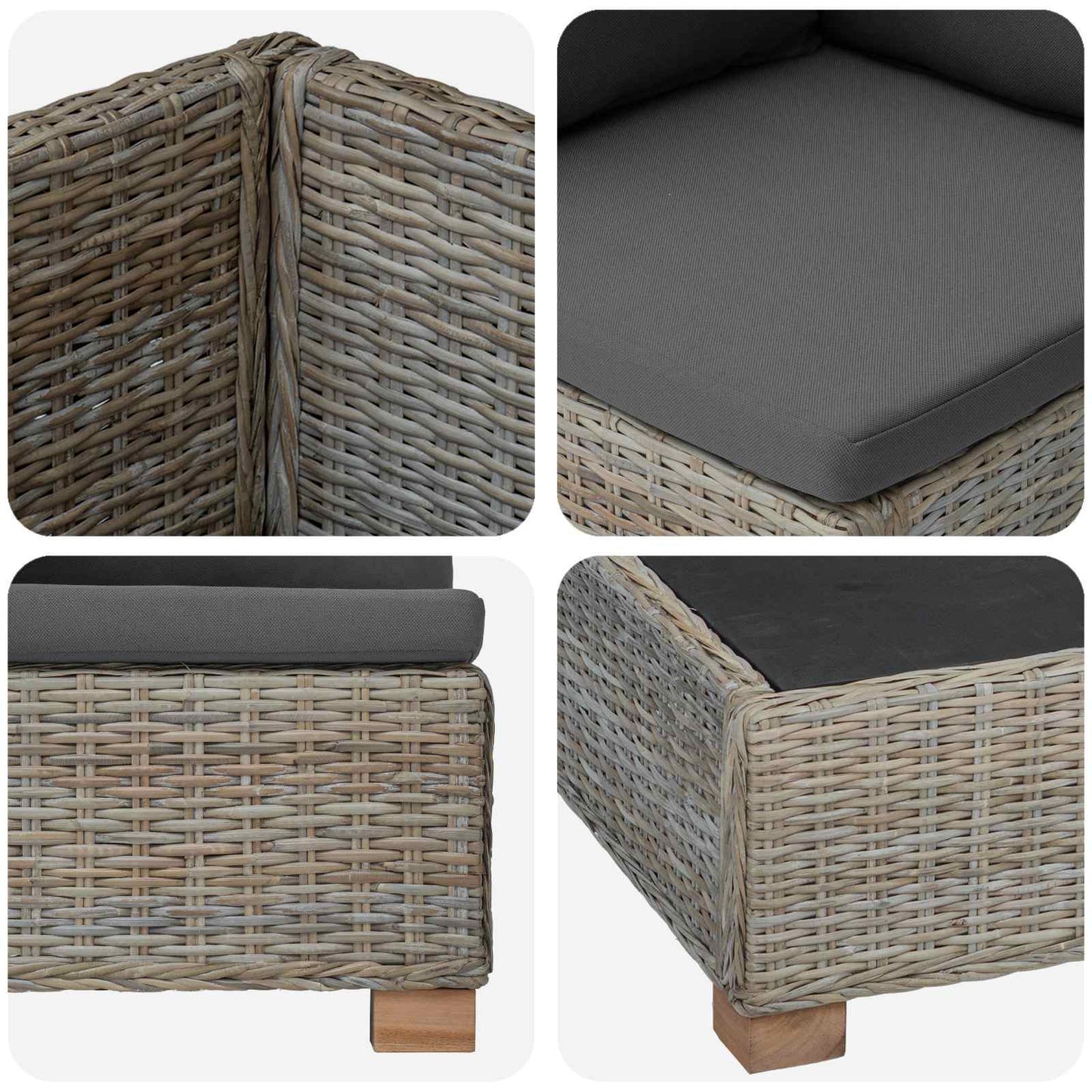 6 st Rieten Loungeset met Kussens GENDT Natuurlijk rattan