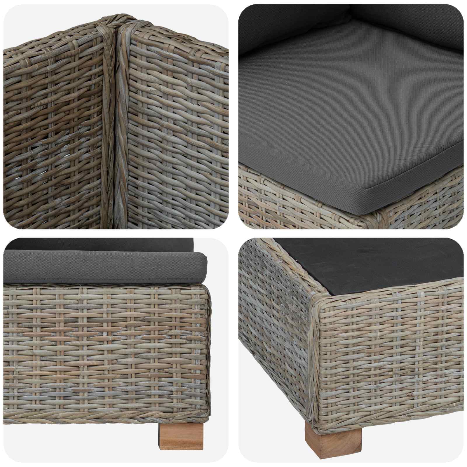 6 st Rieten Loungeset met Kussens GENDT Natuurlijk rattan