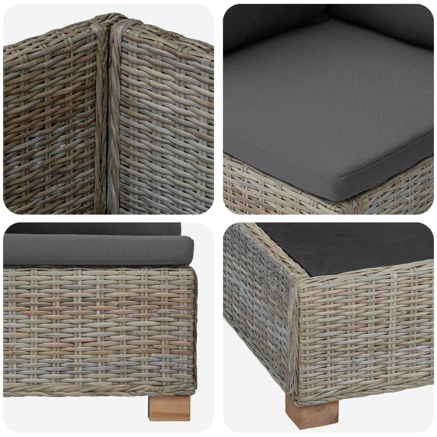 6 st Rieten Loungeset met Kussens GENDT Natuurlijk rattan