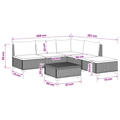 6 st Rieten Loungeset met Kussens GENDT Natuurlijk rattan