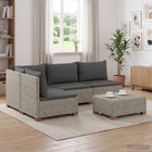 Loungeset 5 delig rotan massief mahoniehout donkergrijs