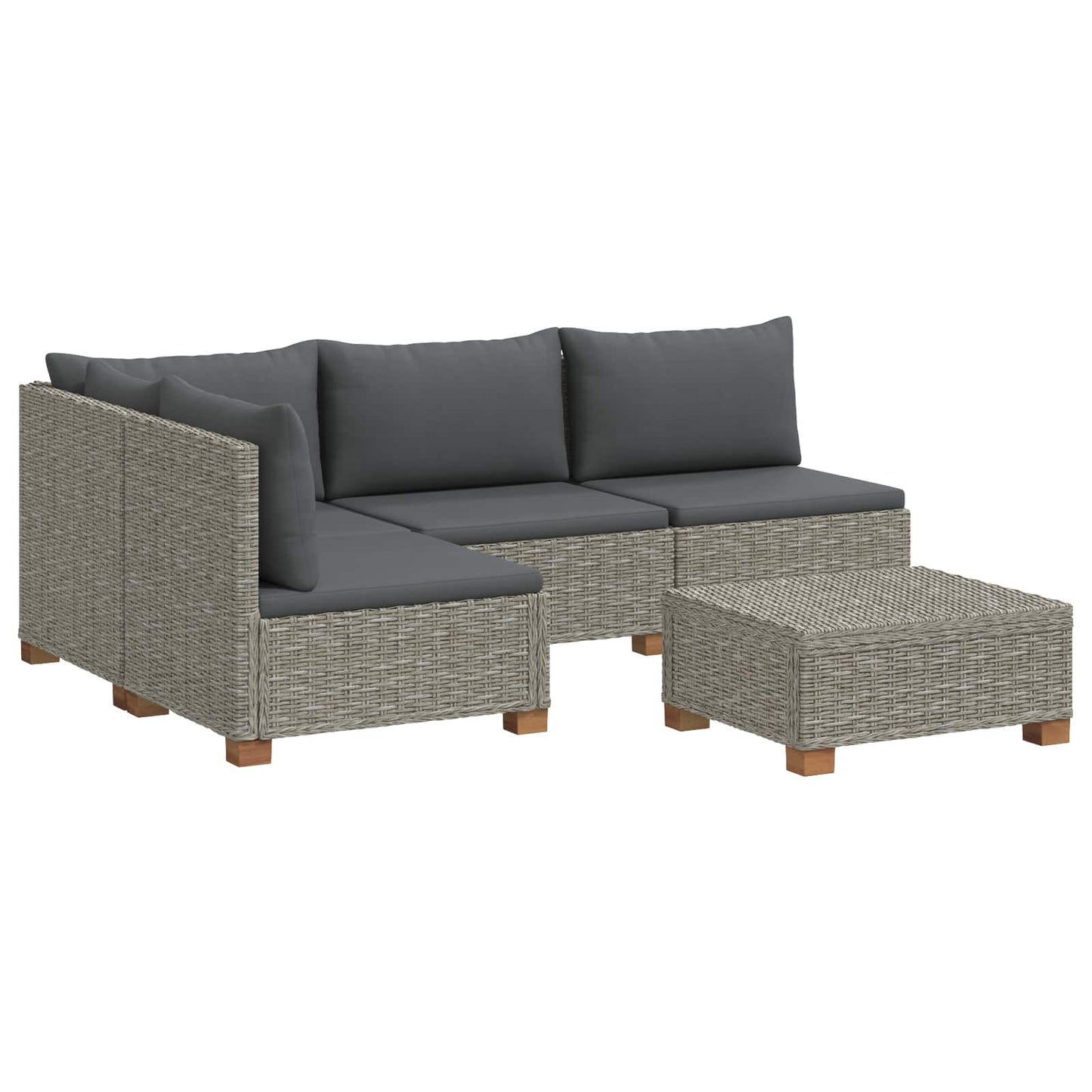 5 st Rieten Loungeset met Kussens GENDT Natuurlijk rattan
