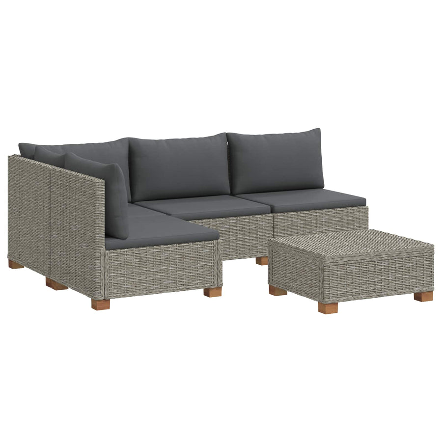 5 st Rieten Loungeset met Kussens GENDT Natuurlijk rattan