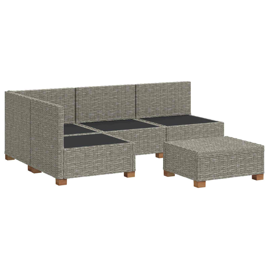 5 st Rieten Loungeset met Kussens GENDT Natuurlijk rattan