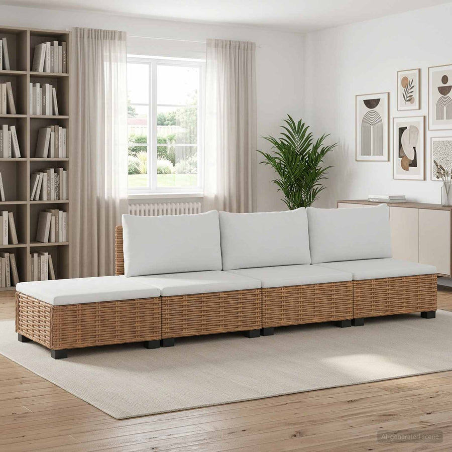4 st Rieten Loungeset met Kussens GENDT Natuurlijk rattan