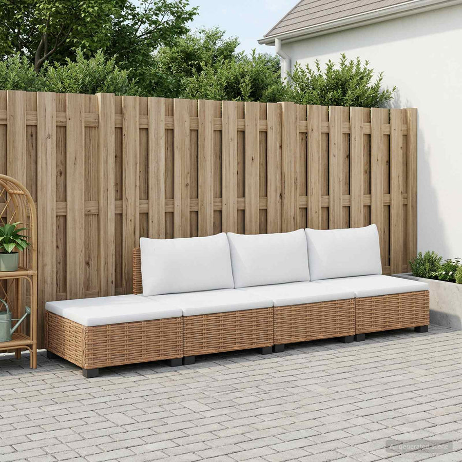 4 st Rieten Loungeset met Kussens GENDT Natuurlijk rattan