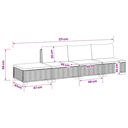 4 st Rieten Loungeset met Kussens GENDT Natuurlijk rattan