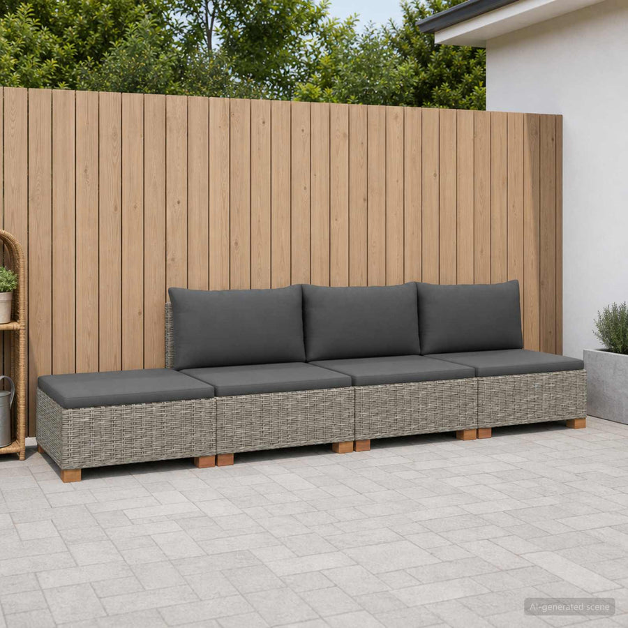 4 st Rieten Loungeset met Kussens GENDT Natuurlijk rattan